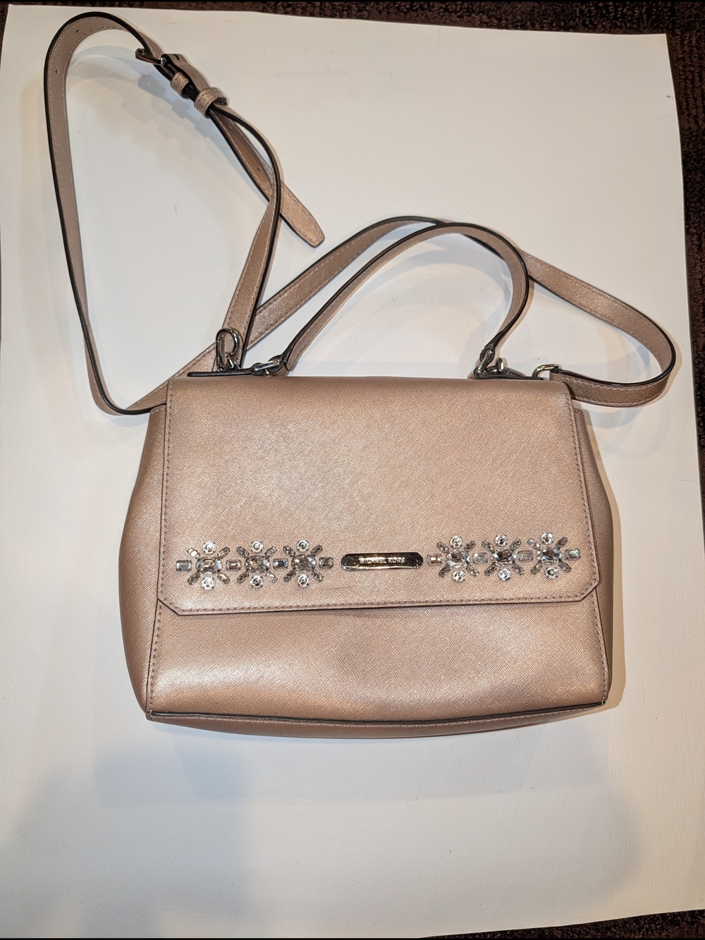 Michael Kors Rose Gold Jeweled Crossbody Bag